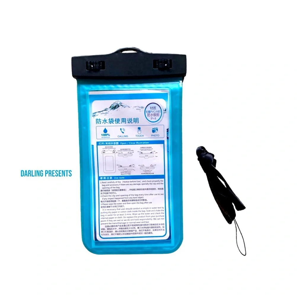 Universal Waterproof Phone Pouch Unisex Color Blue Size 7 X 4